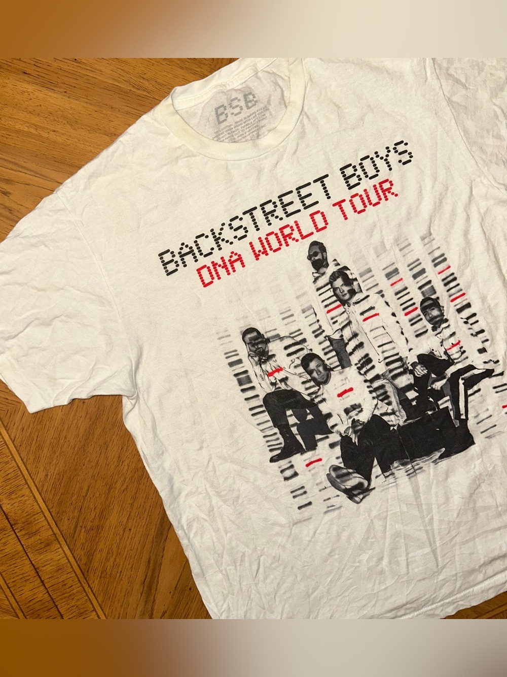 BSB Backstreet Boys Tshirt Mens Large White DNA World Tour 100% Cotton Official